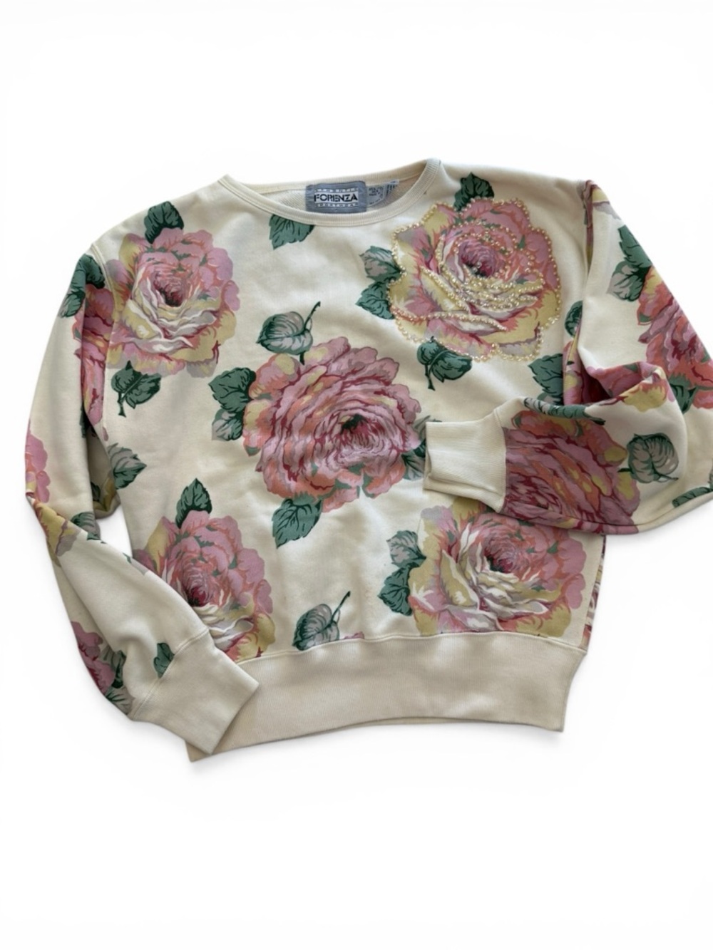 Floral Crewneck Sweatshirt - Pink Rose Print